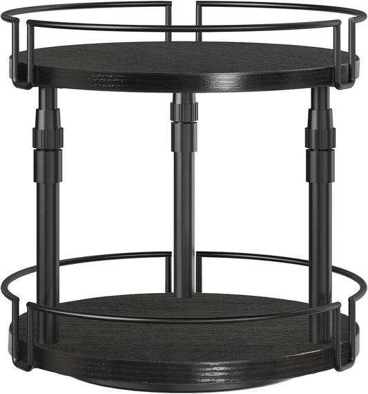 Lazy Susan Organizer Spice Rack, 2-Tier Height Adjustable Rotating Lazy Turntable Spice Organizer