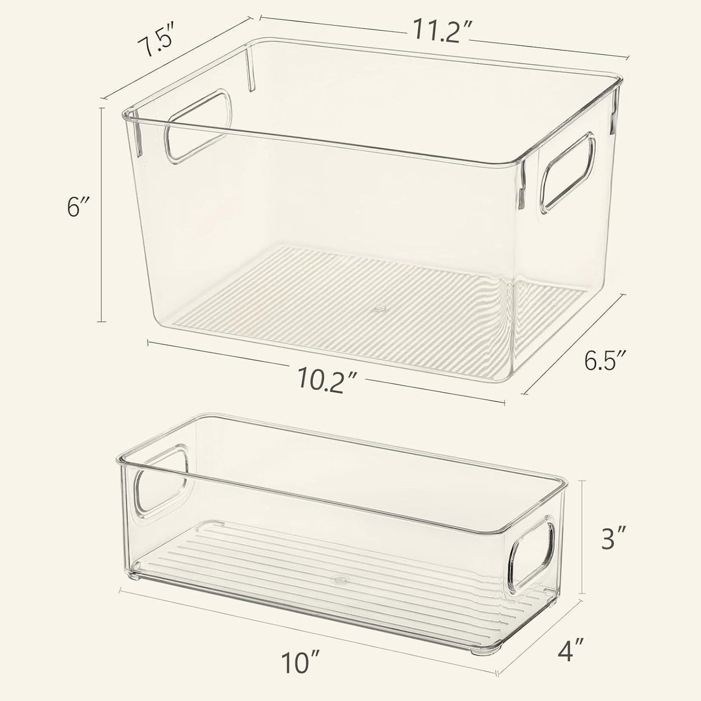 Clear Storage Bins 8 Pack for Pantry Organizers