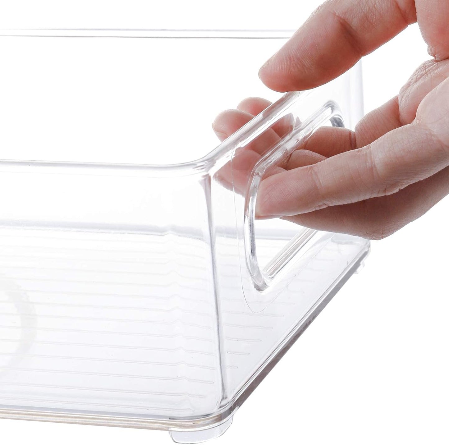 6 Pack Plastic Storage Bins for Pantry, Refrigerator, Countertop, Cabinet Organization