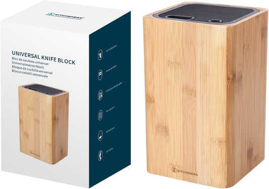 Deluxe Universal Knife Block with Slots for Scissors and Sharpening Rod