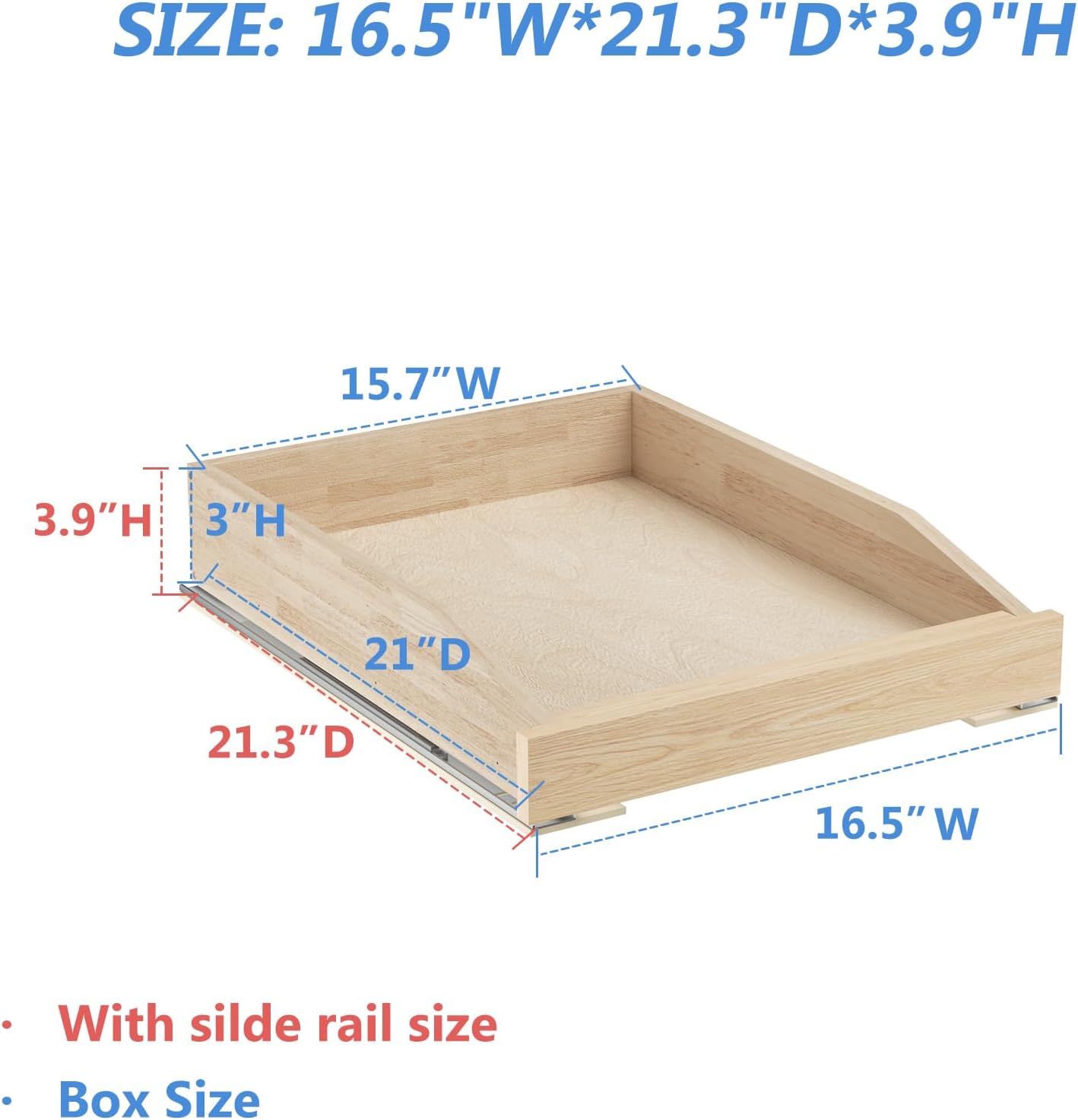 Single Pull Out Organizer 16½”W x 21”D, Soft Close Slide Out Drawer Storage Shelves for Kitchen