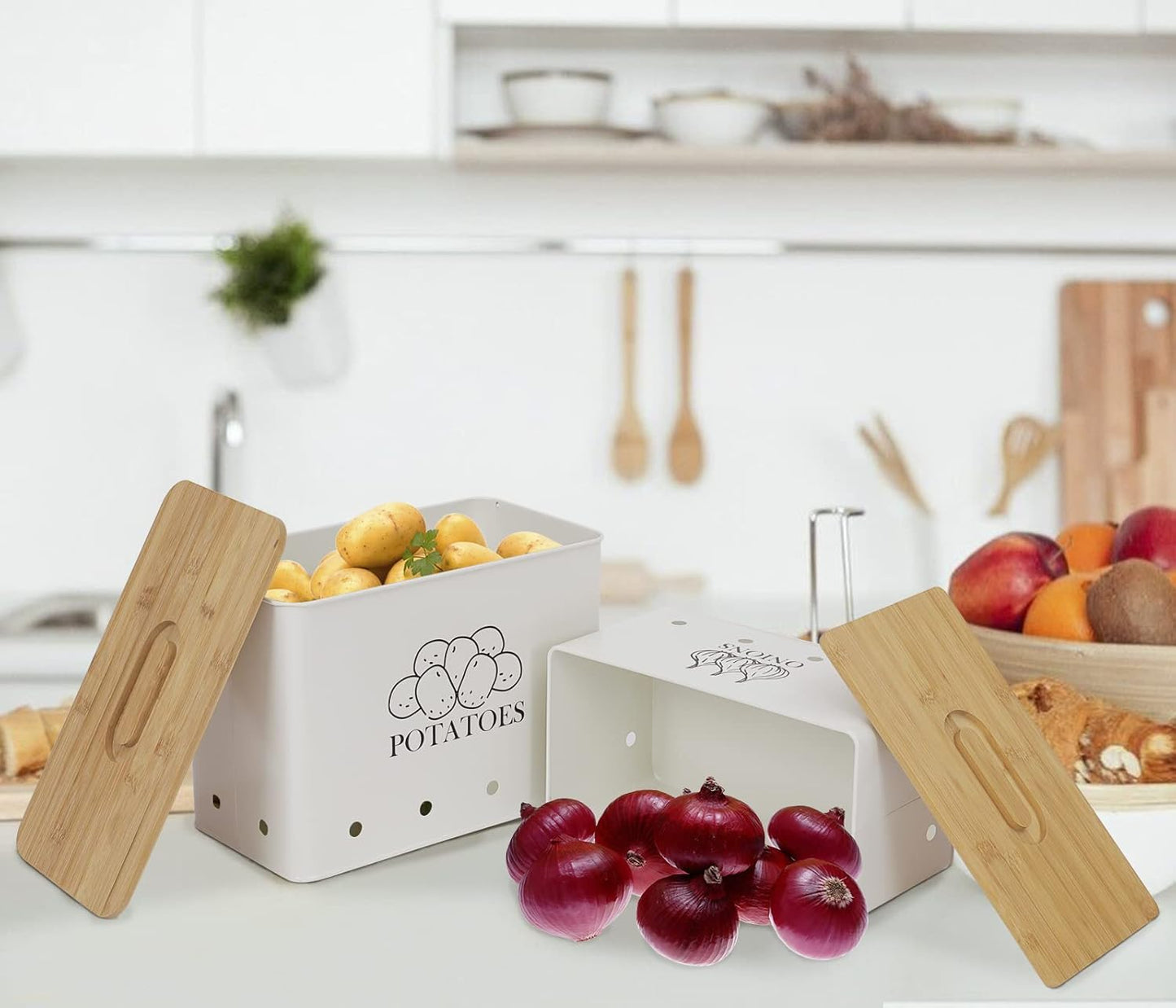 Potato Onion Kitchen Storage Canisters,Storage Bin For Kitchen 2 Pack Set,potatoe