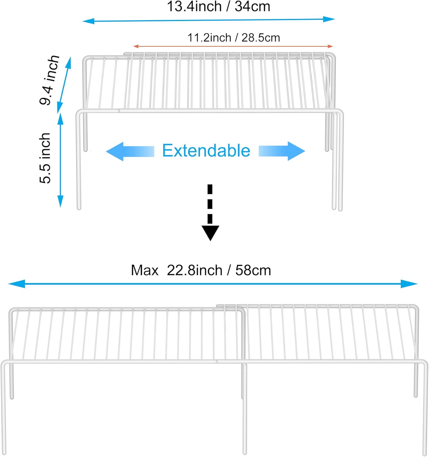 Set of 2 Expandable Kitchen Cupboard Organiser