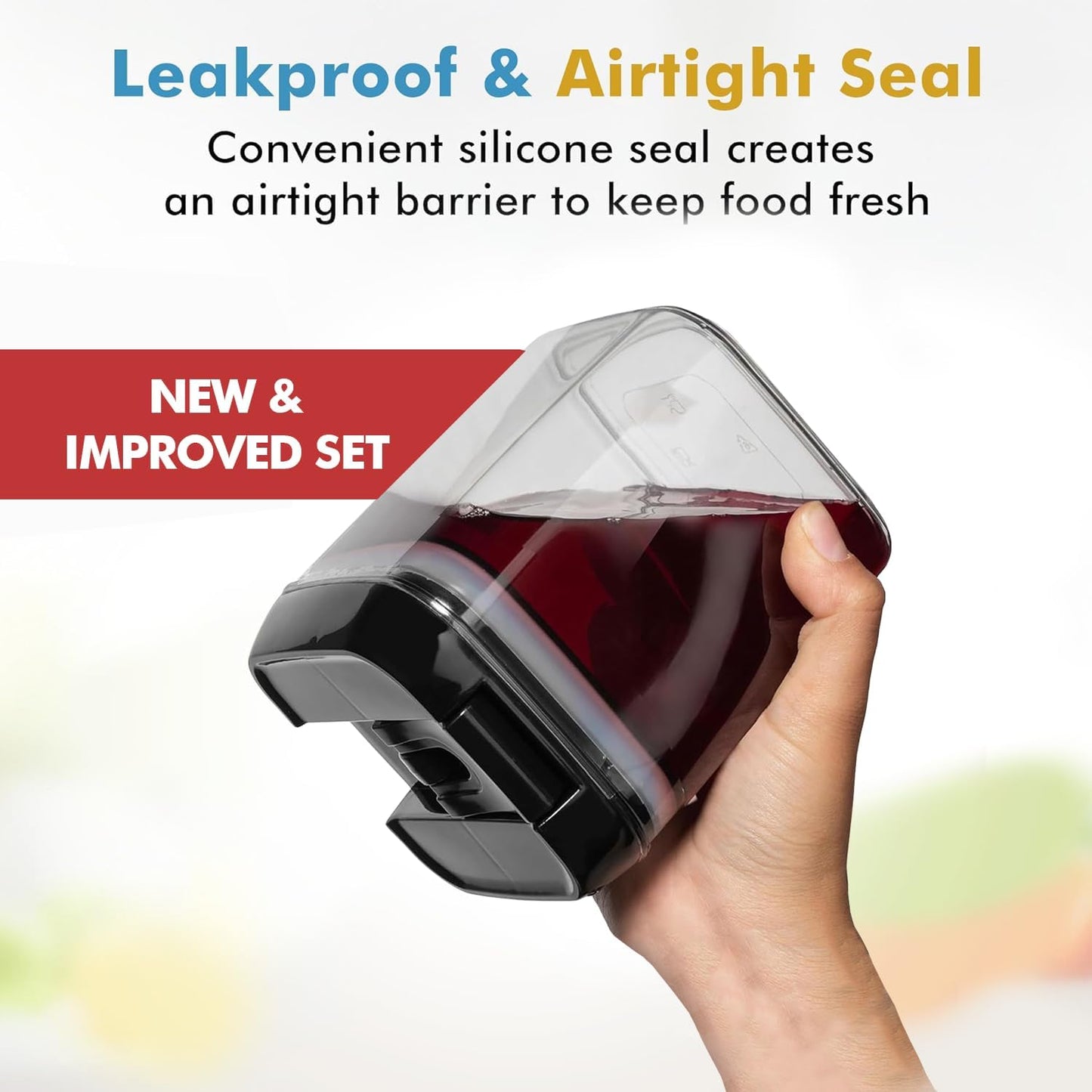 9 PC Airtight Food Storage Containers - BPA Free Clear Plastic Snack & Spice Containers with Easy Lock Lids - Kitchen and Pantry Organization for Herbs, Coffee, Tea - 0.5L / 2.1 Cups