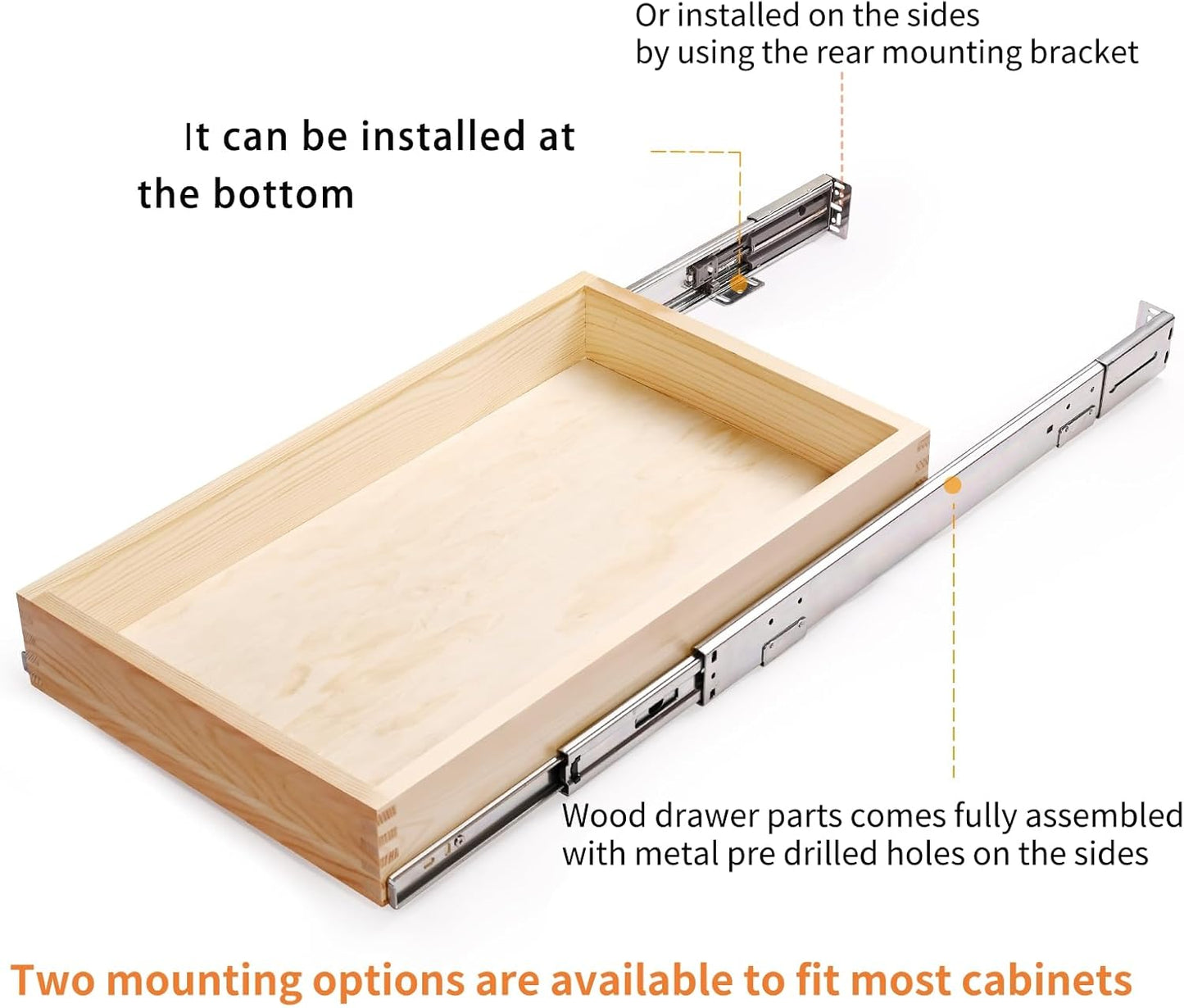 10”W x 21”D x 3”H Soft Close Slide Out Wood Drawer Organizer for Kitchen