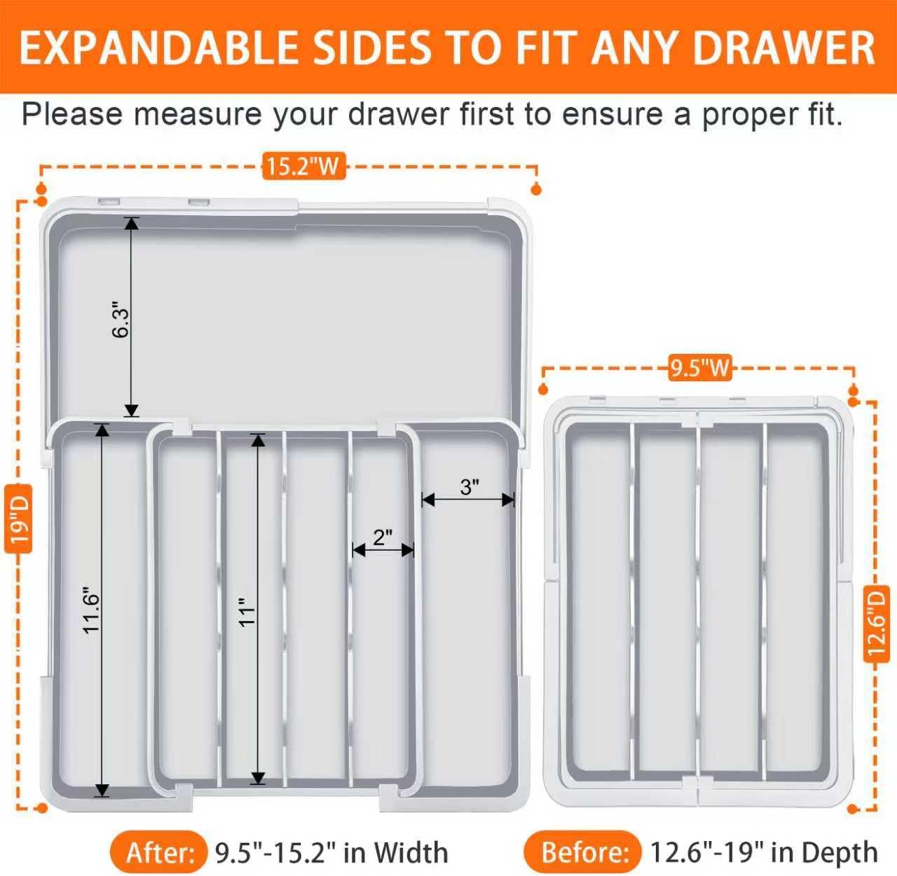Expandable Silverware Drawer Organizer - 7 Compartments BPA-Free Kitchen Utensil Tray