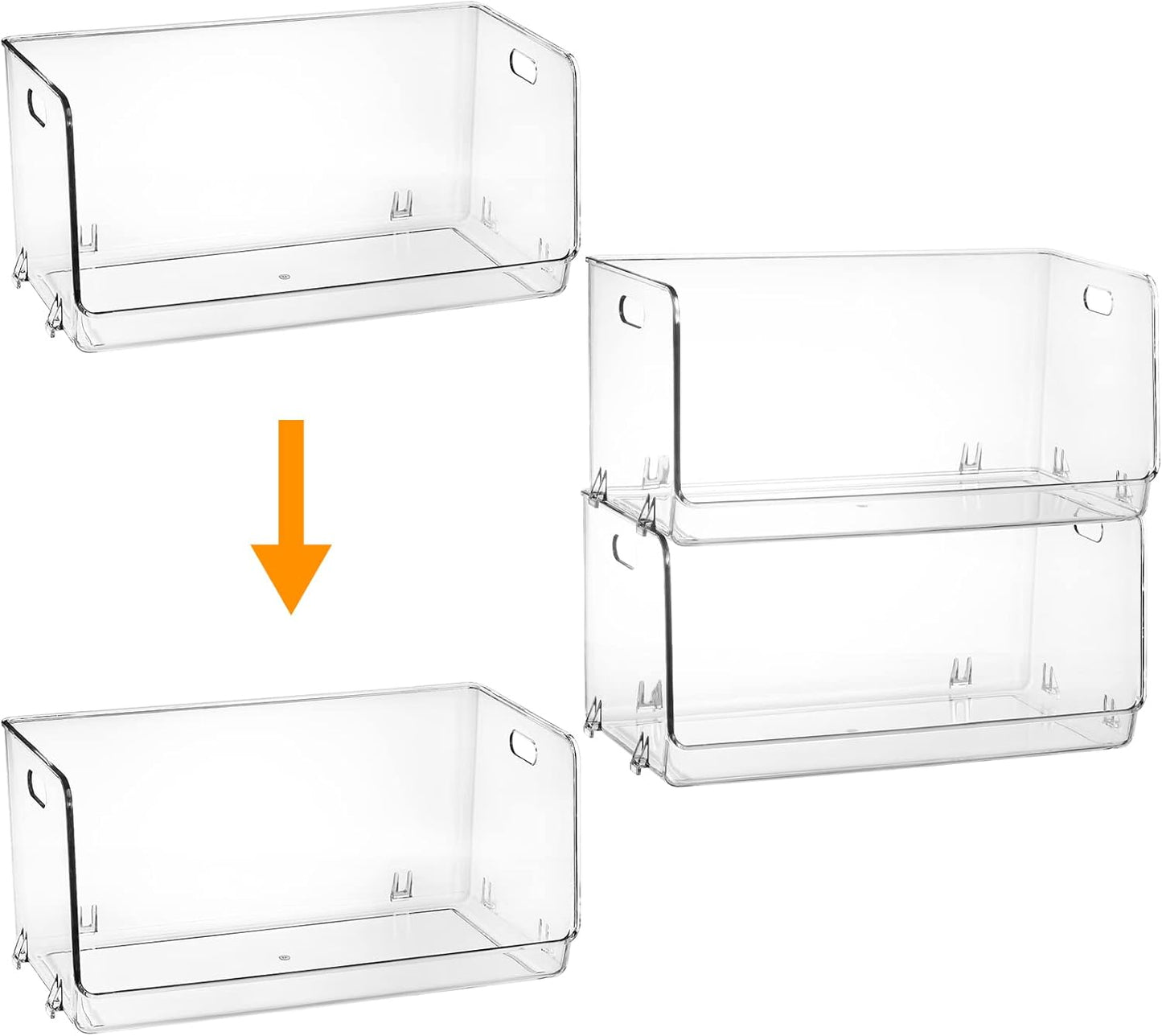 2 Pack Stackable Plastic Storage Bins Open Front