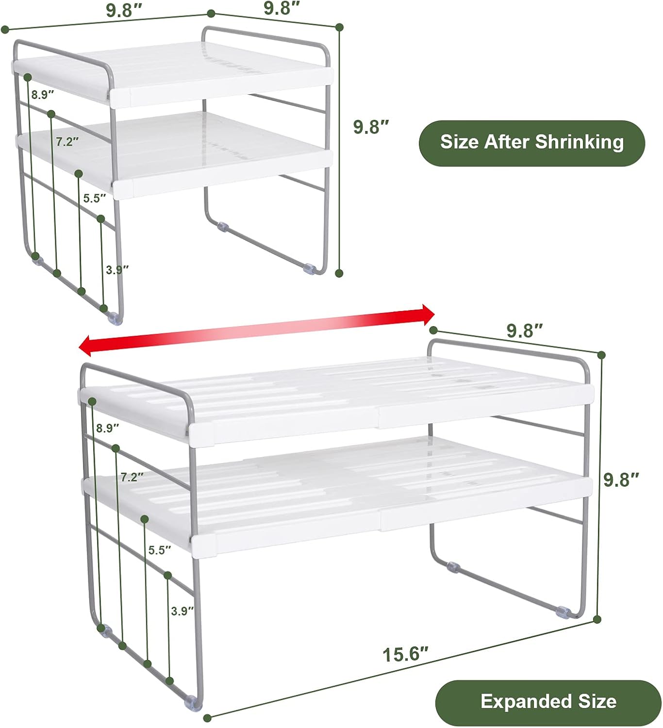 2 Pack Expandable Kitchen Wrap Organizer Rack