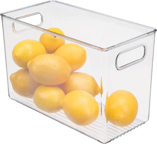 Plastic Modern Kitchen, Pantry Food Storage Container Bin w/ Handles - Cabinet, Fridge/Freezer