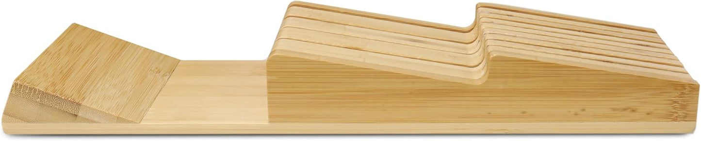 Bamboo In-Drawer Knife Block,Knife Block without Knives, Fit for 9 Knives