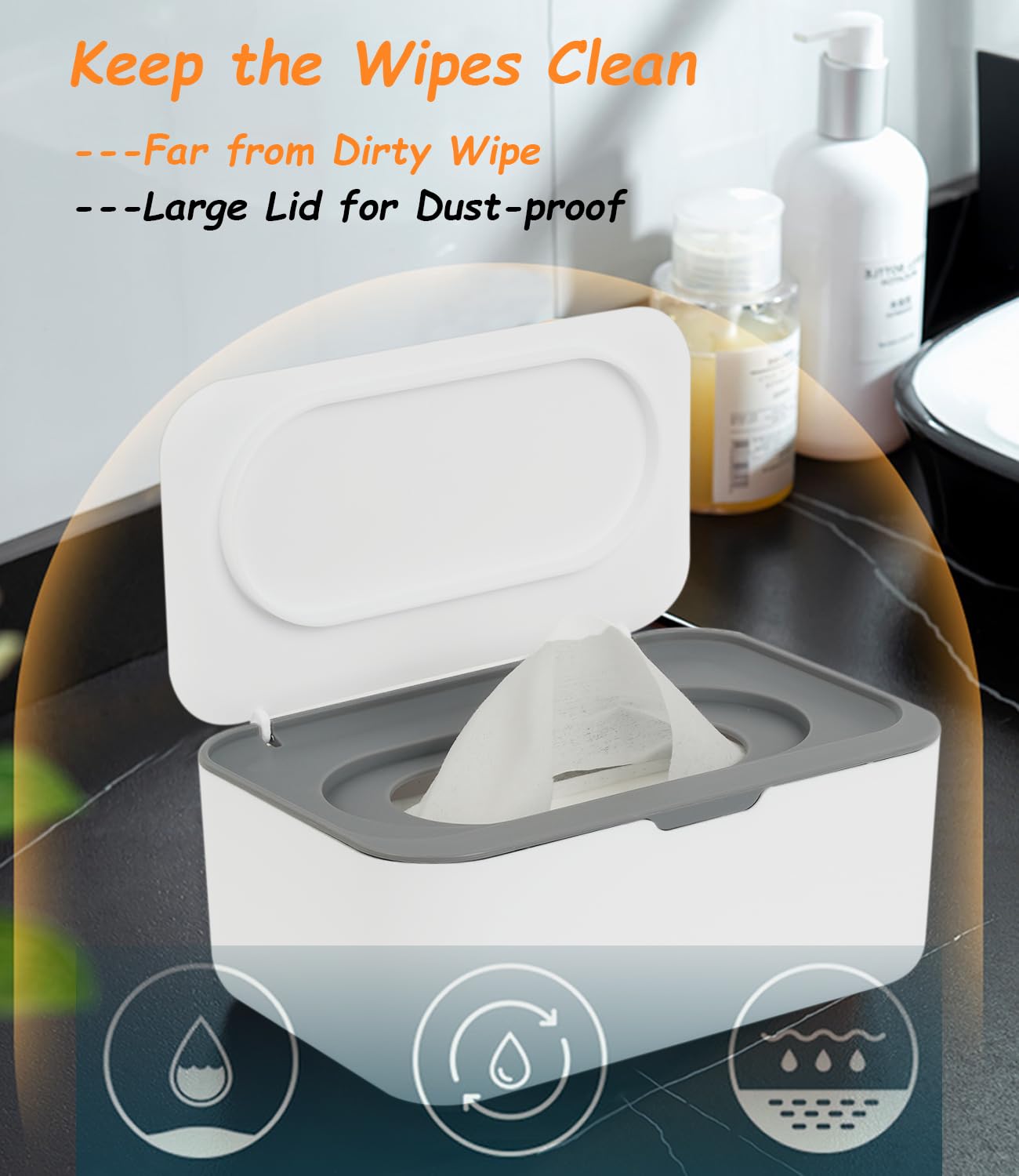 Wipes Dispenser, Wipe Holder for Baby & Adult, Seposeve Refillable Baby Wipe Container