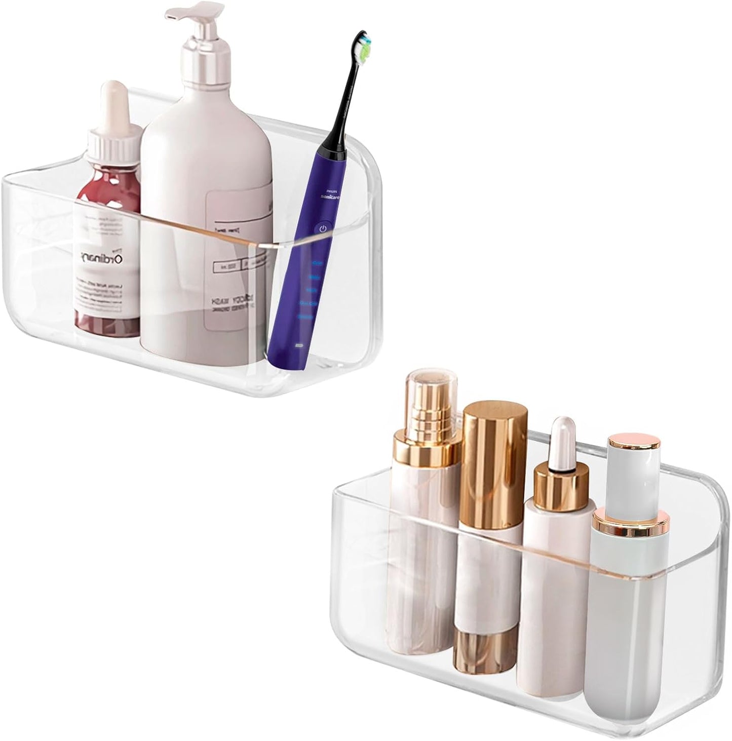 2 Packs Cabinet Door Organizer, Acrylic Adhesive Shelf Wall Mounted Storage