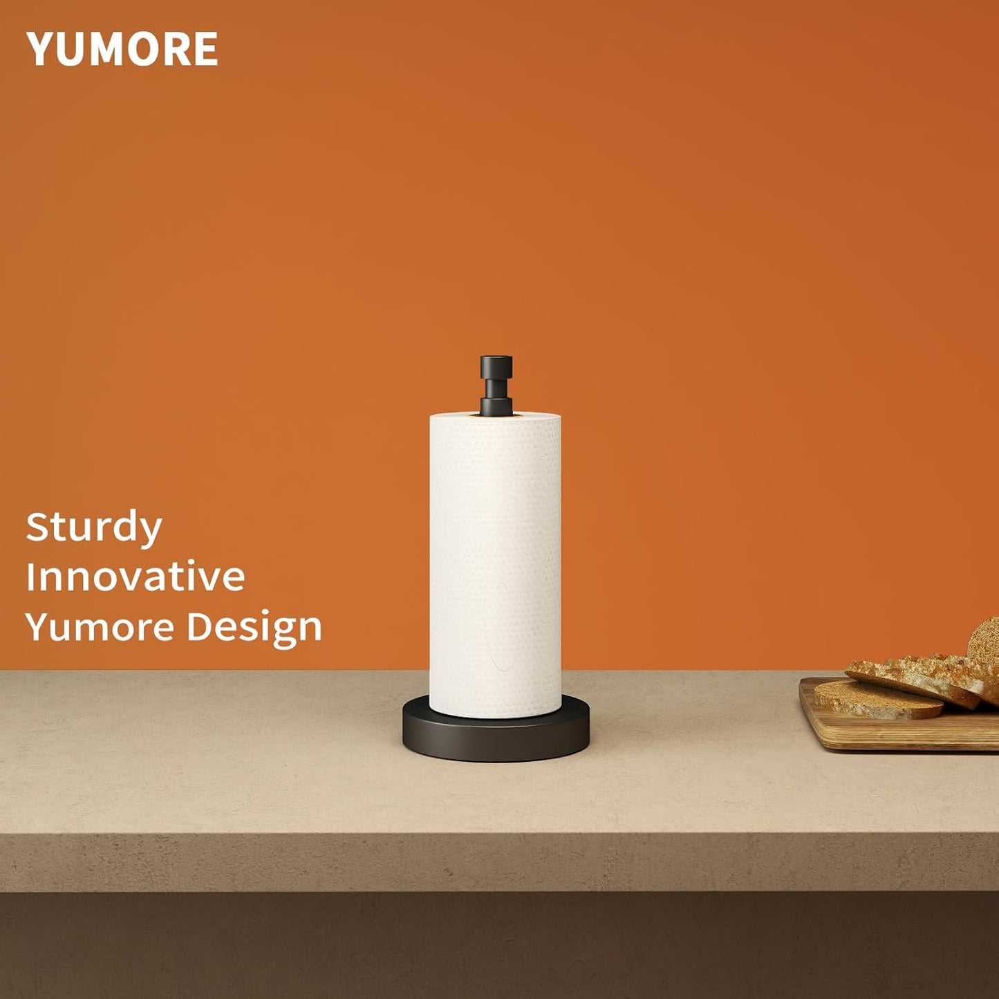 Paper Towel Holder Countertop, Black Paper Towel Holder with Weighted Base Non Slip