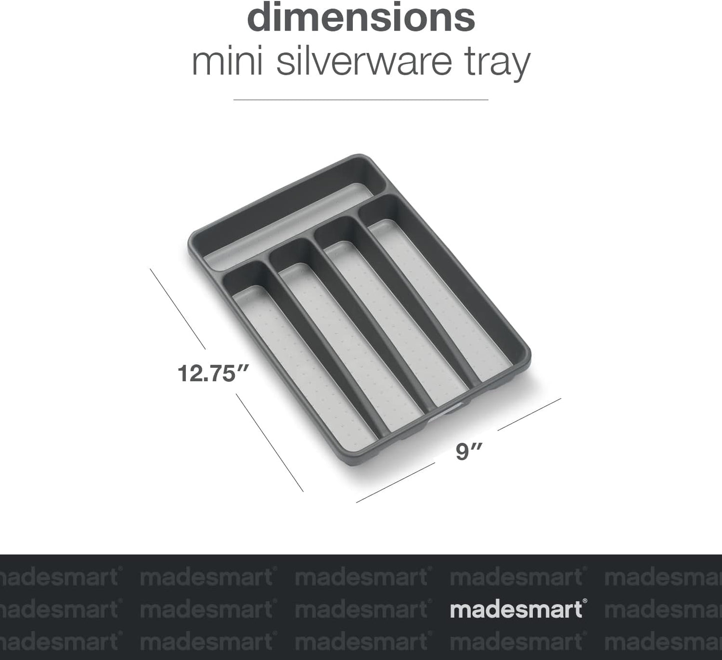 Small Silverware Tray, 5 Compartment Flatware Organizer for Forks, Knives & Spoons, Non Slip