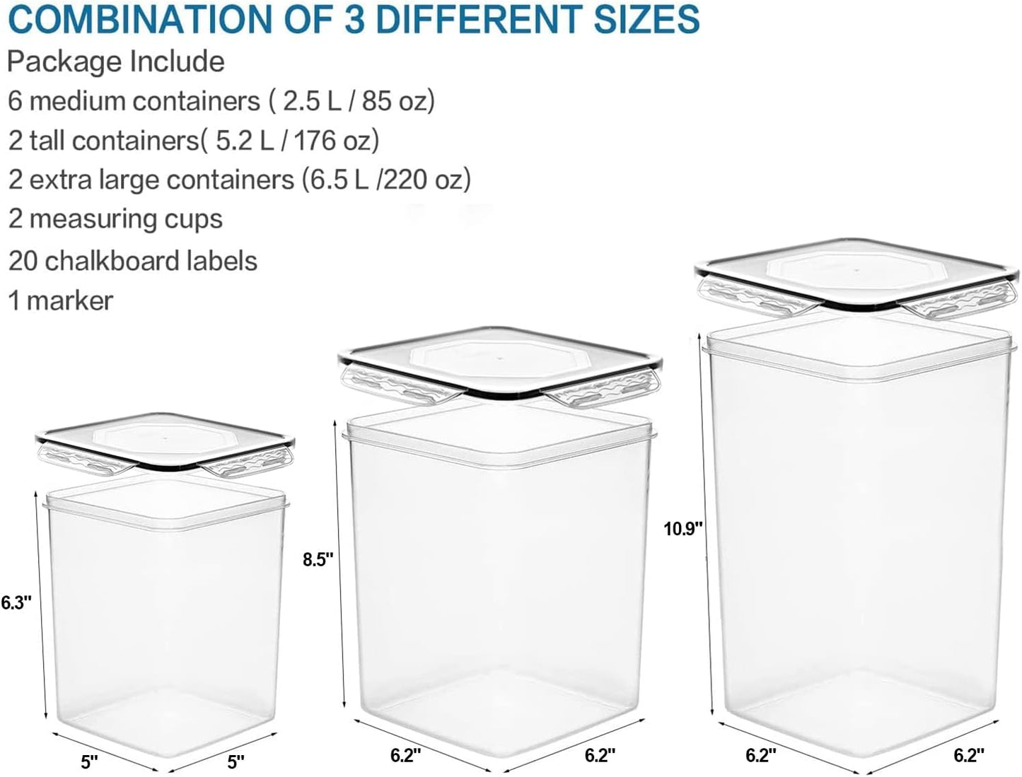 Large Tall Airtight Food Storage Containers