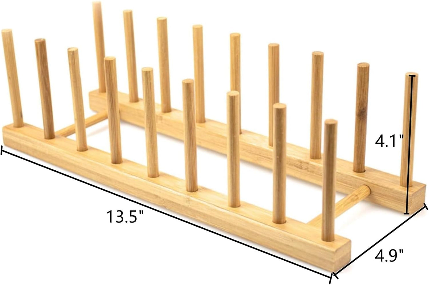 4 Pack Bamboo Dish Drying Rack, Plate Rack Stand Pot Lid Holder, Dish Organizer Racks for Plates