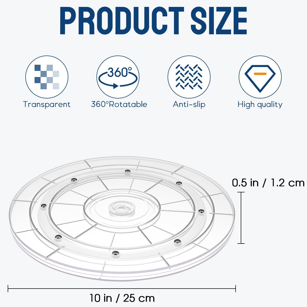 10 inch Lazy Susan Turntable,Acrylic Lazy Susan for Cabinet,Rotating Lazy Susan for Table Top,Kitchen,Spice Racks,Pantry Countertop