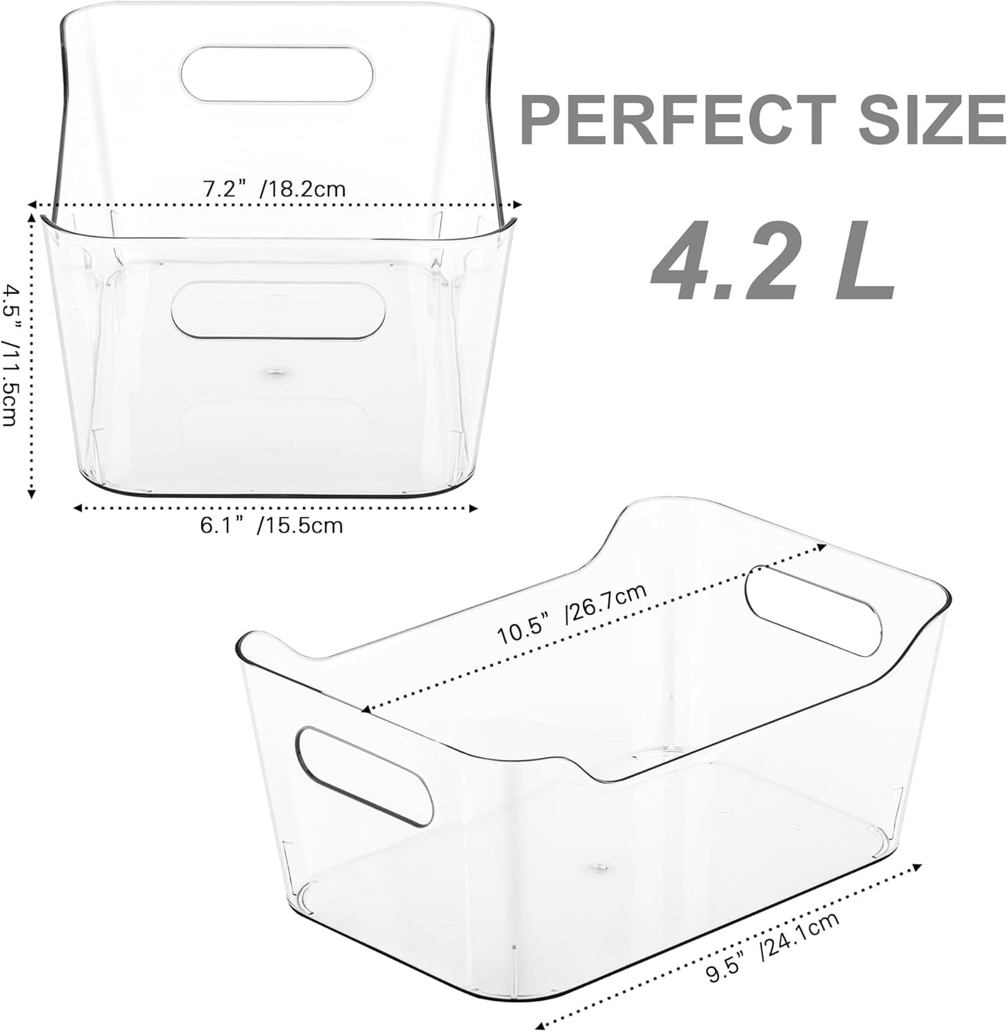12 Pack Plastic Storage Bins, Multi-Use Organizer Bins, Pantry Organizer