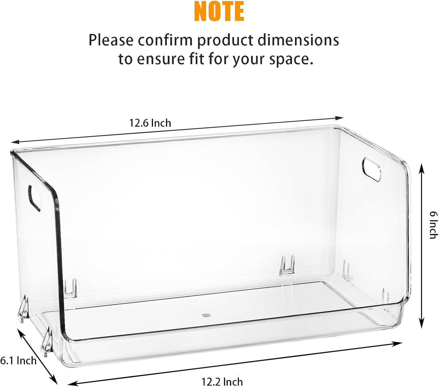 2 Pack Stackable Plastic Storage Bins Open Front