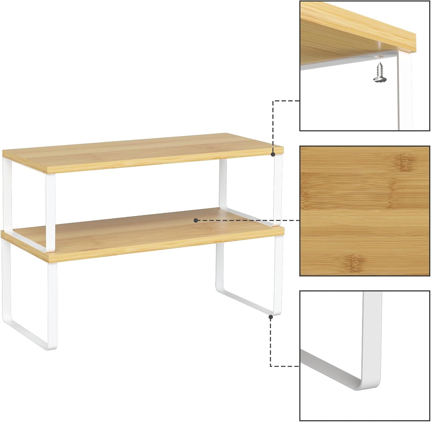 Kitchen Cabinet and Counter Shelf Organizer, Stackable & Expandable, Set of 4