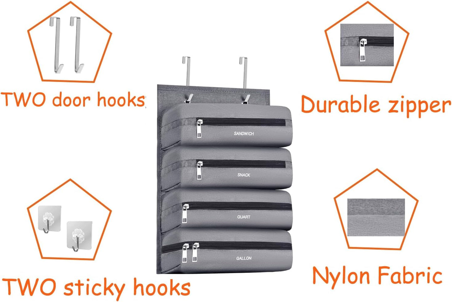 Zipper Bag Organizer Compatible with Gallon, Quart, Sandwich & Snack Food Storage Bag