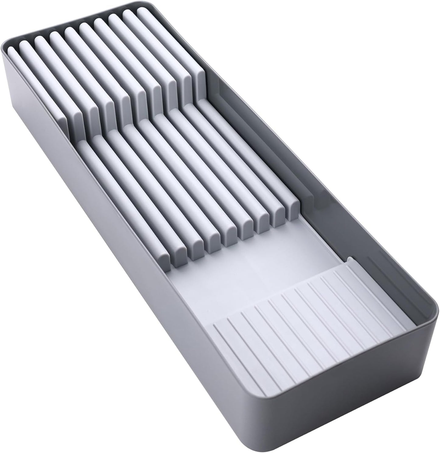 Knife Drawer Organizer With In-Drawer Knife Block for 9 Knives, Kitchen Utensil Organizer