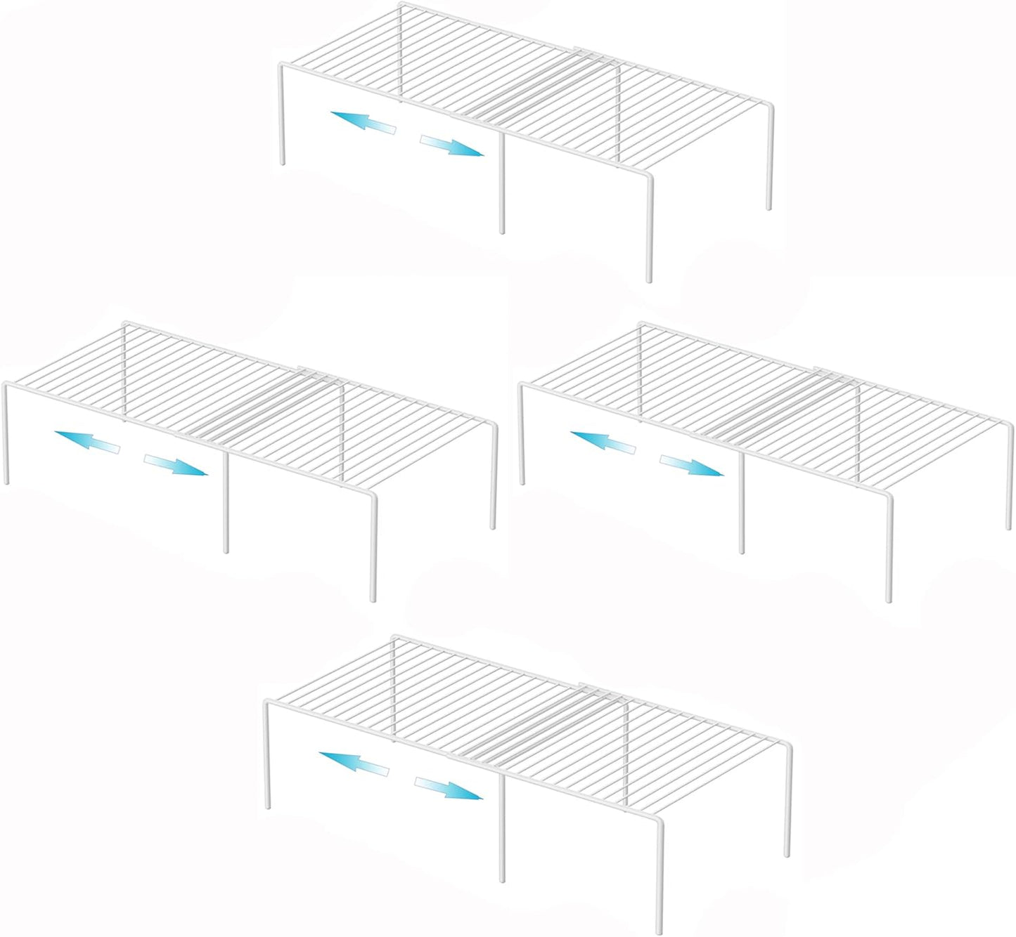 Freezer Cabinet Storage Shelf Set of 4, 8 Pieces Expandable Metal Rustproof Spice Rack