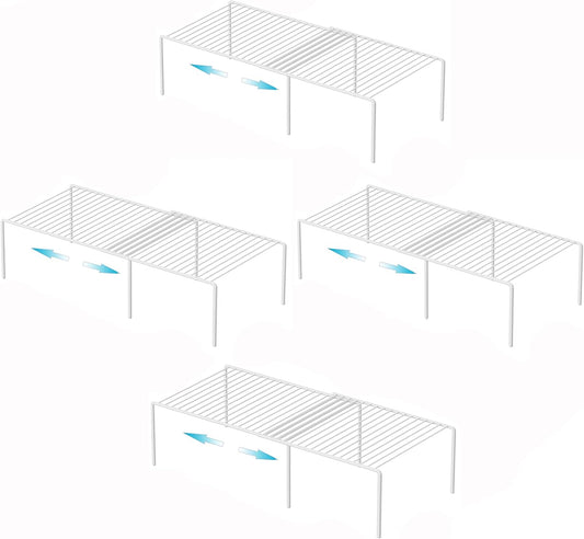 Freezer Cabinet Storage Shelf Set of 4, 8 Pieces Expandable Metal Rustproof Spice Rack
