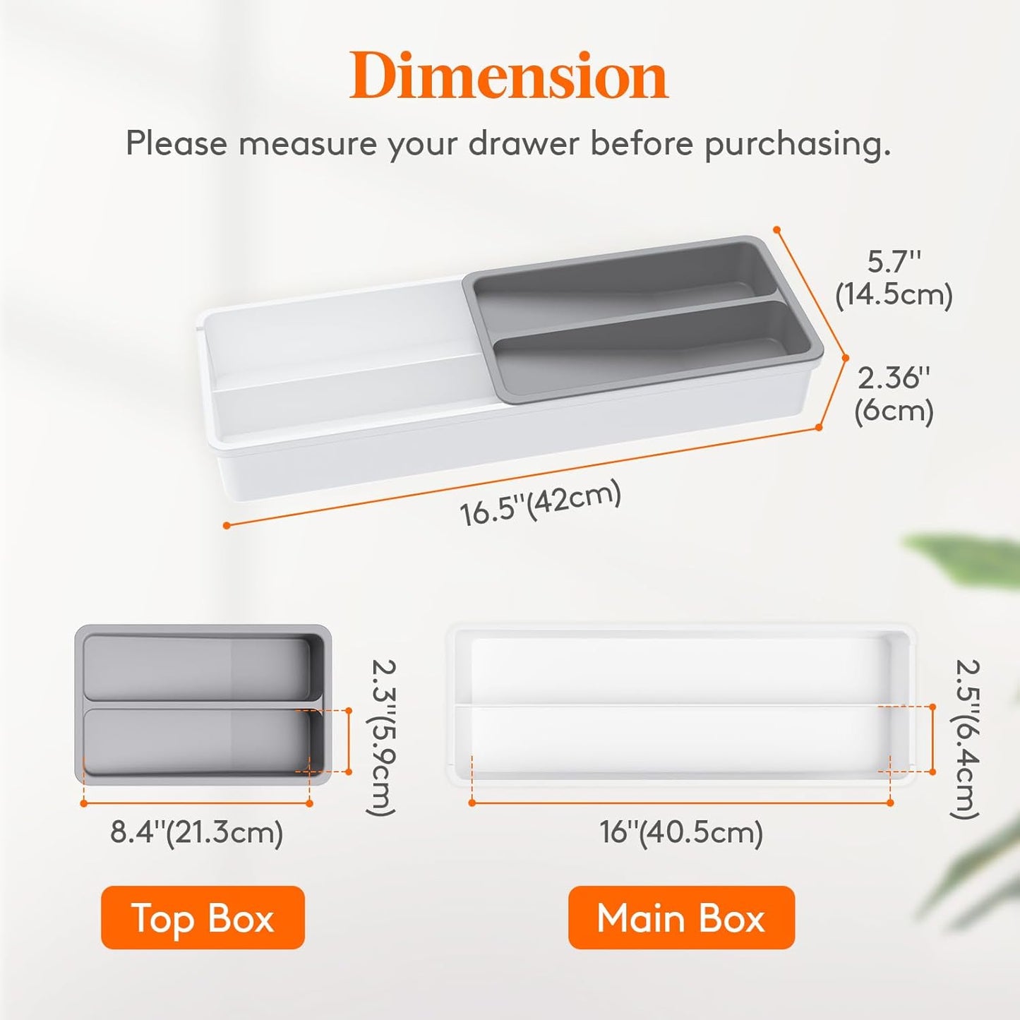 Compact Silverware Organizer for Kitchen Drawer, Narrow Flatware Tray Holder