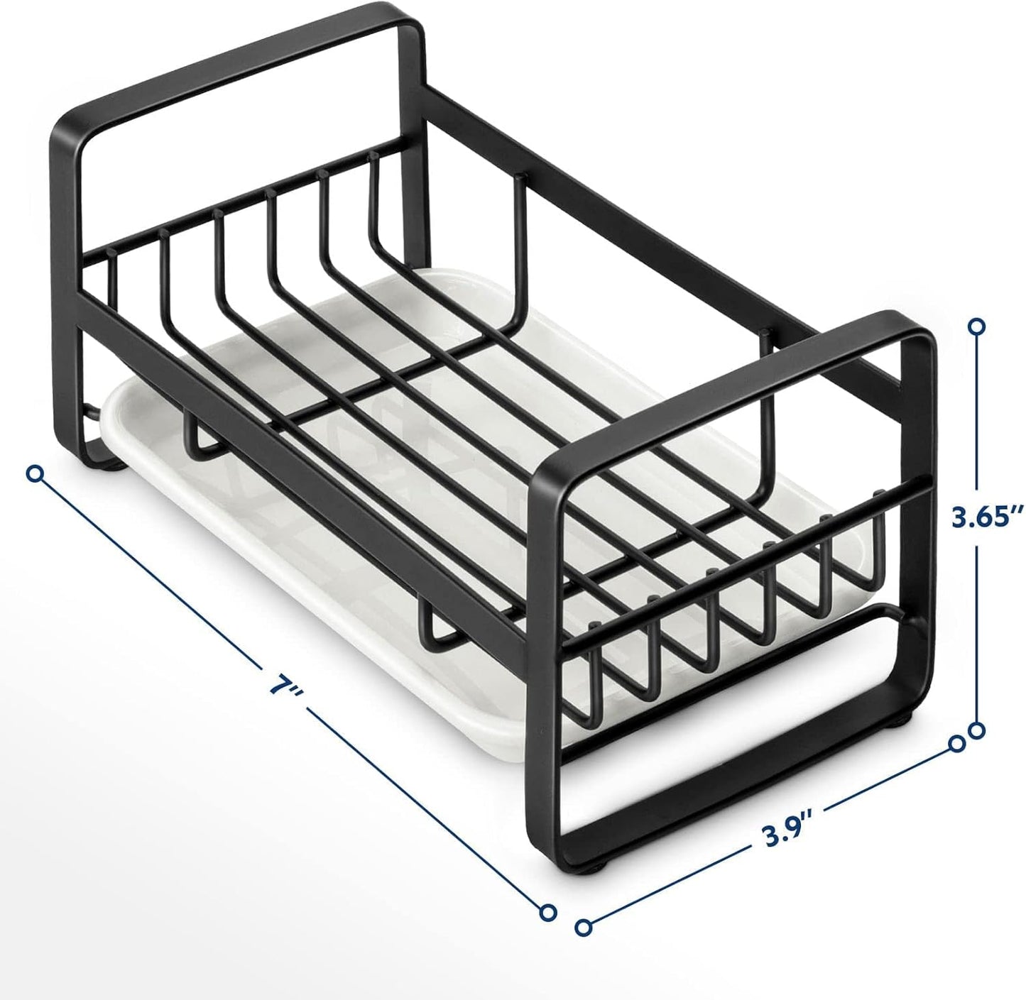 Kitchen Sink Sponge Holder, 304 Stainless Steel Kitchen Soap Dispenser Caddy Organizer