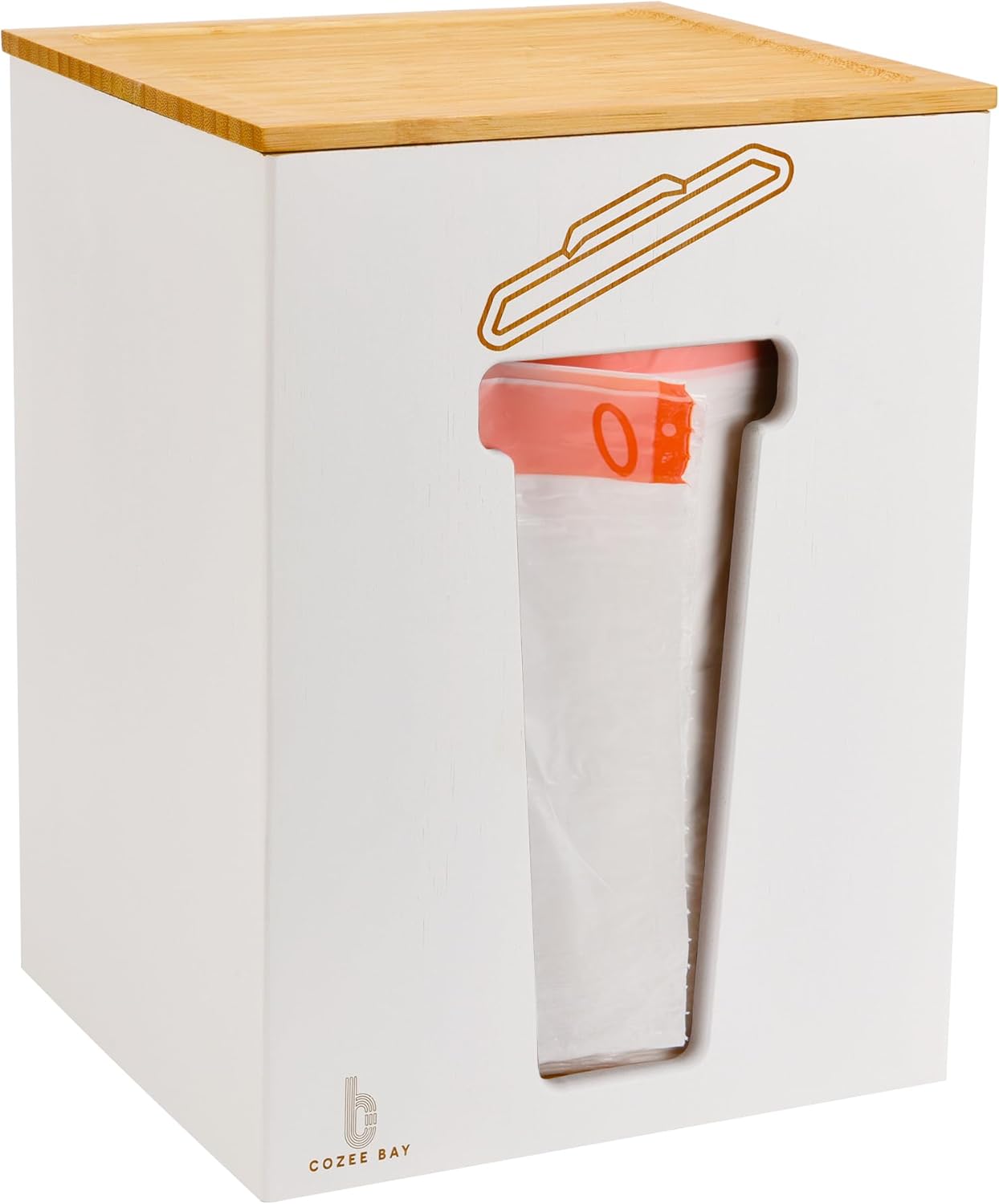 Bamboo Trash Bag Dispenser with Lid, Trash Bag Holder Organizer