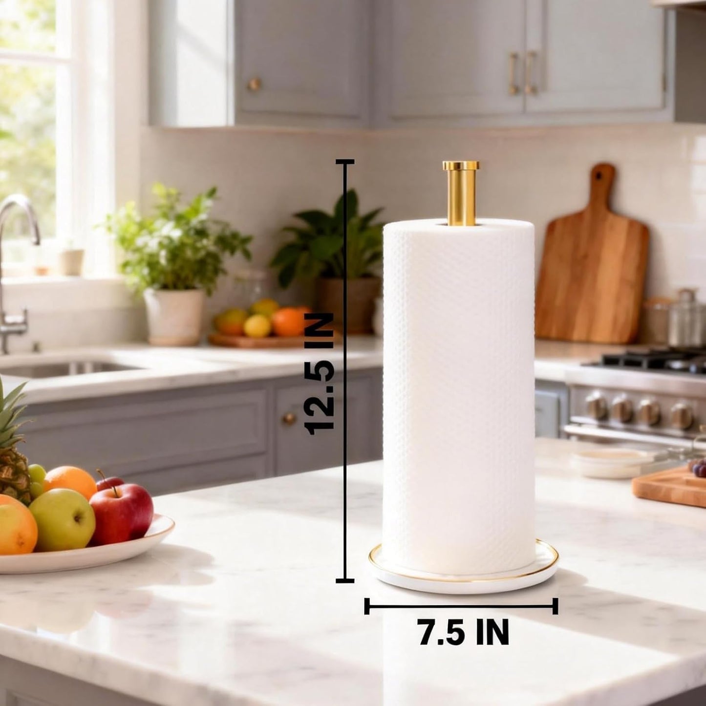 Paper Towel Holder Countertop,Kitchen Paper Towels Holder with Weighted Ceramic Base