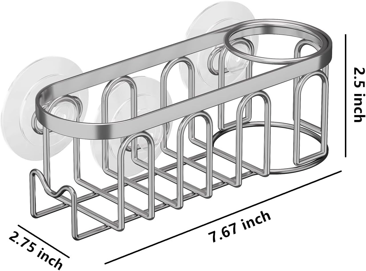 Sink Caddy Sponge Holder for Kitchen Sink 2 Suspension Options(Suction Cups and Adhesive Hook)