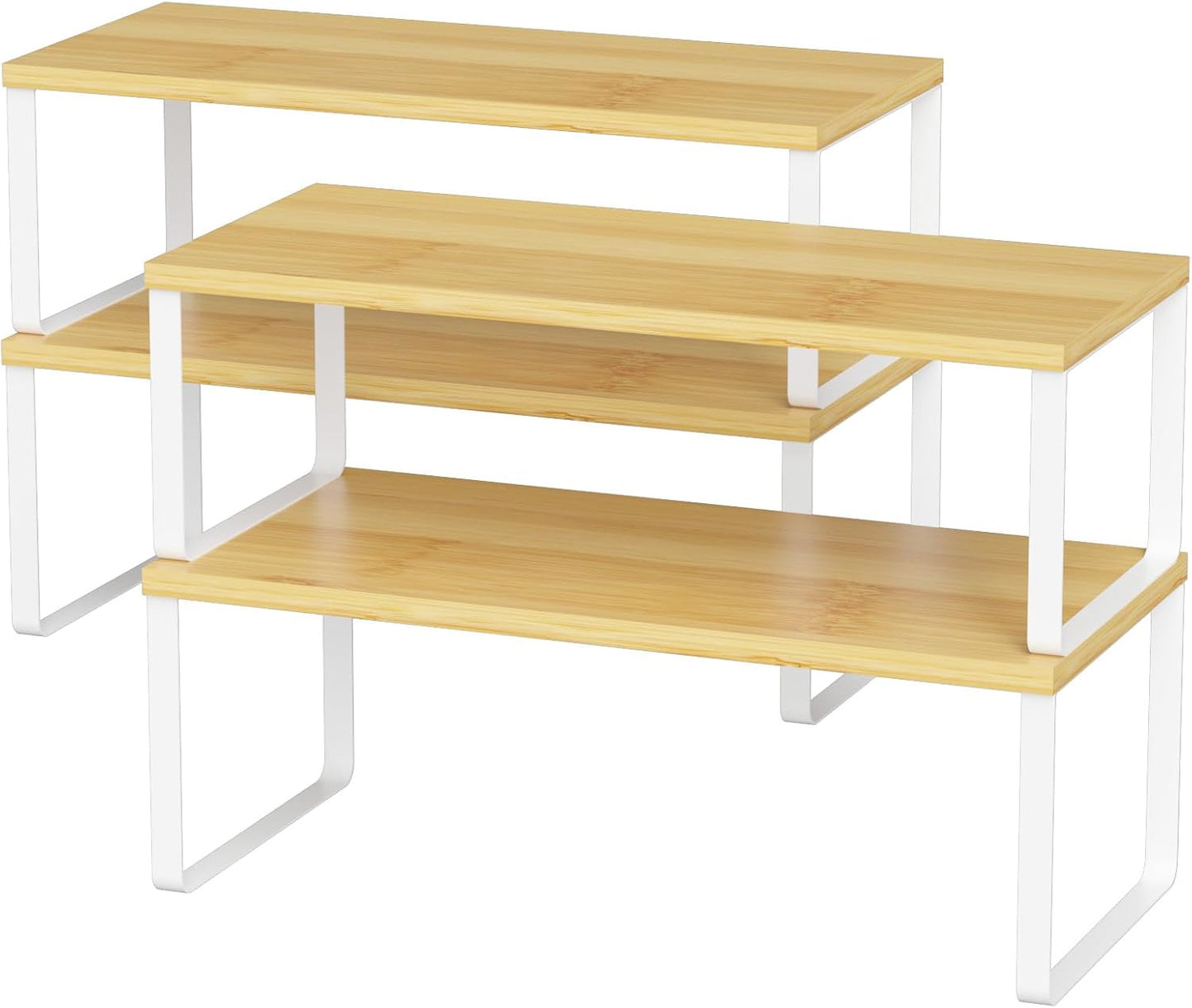Kitchen Cabinet and Counter Shelf Organizer, Stackable & Expandable, Set of 4