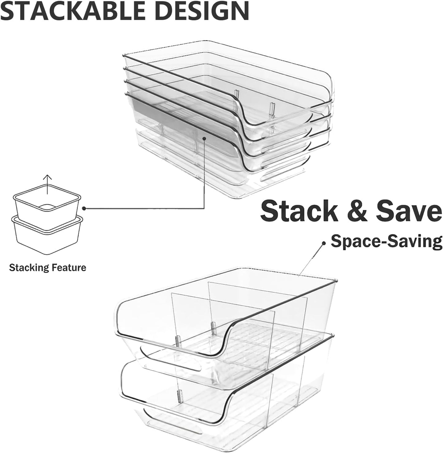 4 Pack Pantry Organizers,Clear Plastic Organizer Bins for Kitchen,Fridge,Drawer Organization and Storage,3 compartment Snack Containers for Spice Packets,Tea bag
