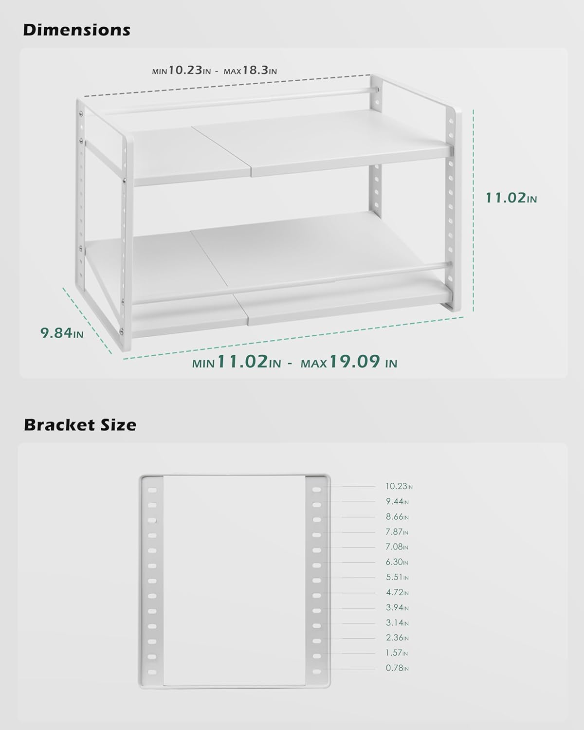 Desk Organizer Shelf, 2-Tier Expandable Metal Desktop Shelves with Multiple Setup