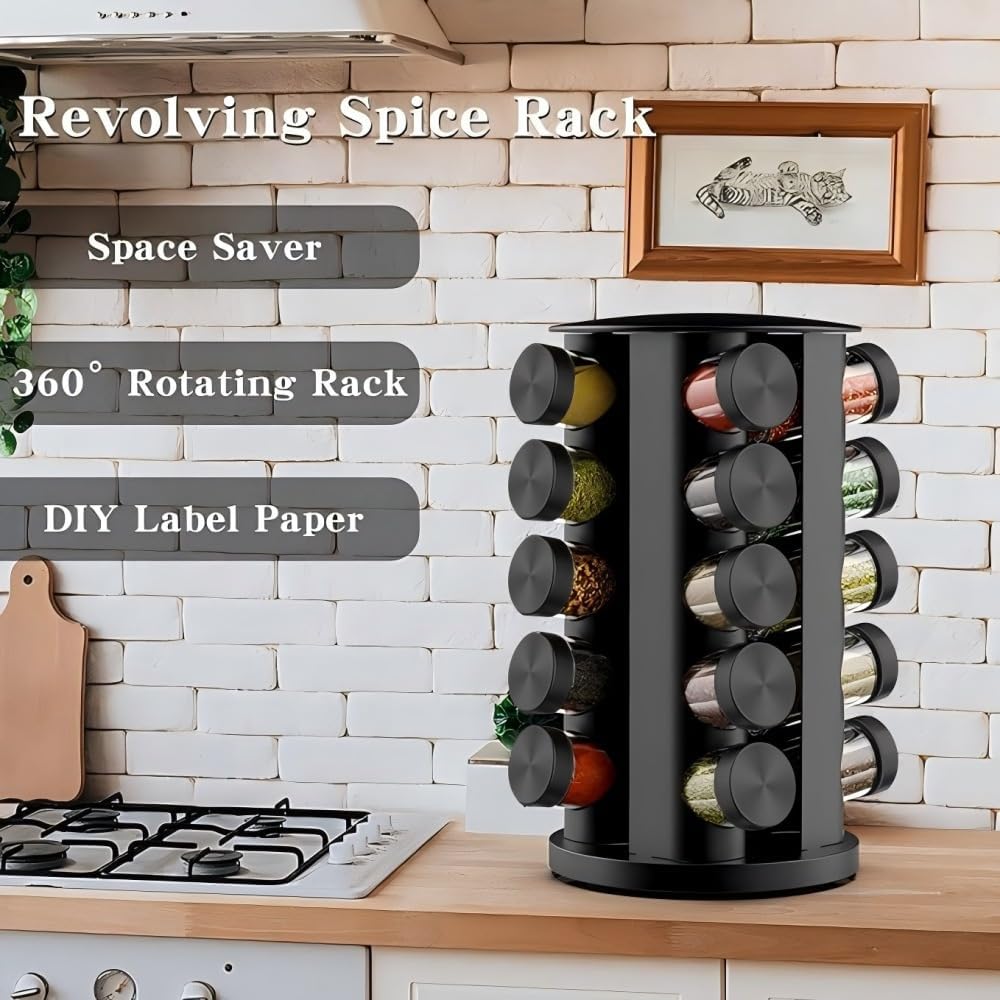 Rotating Spice Rack Organizer for Cabinet, Spice Racks Storage with 20 Jars