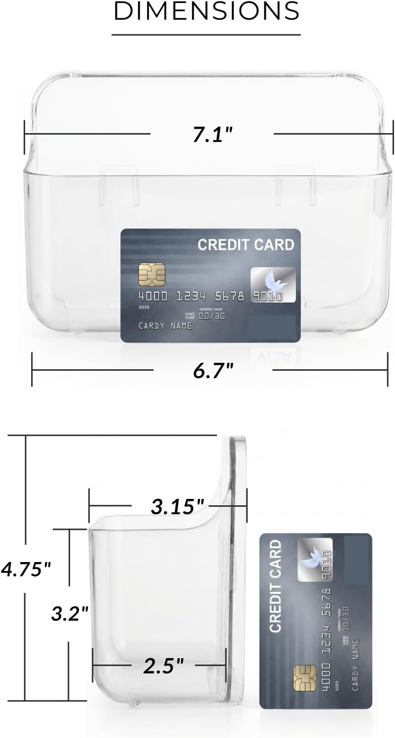 No-Drill Wall Organizer Bin – Clear Removable Adhesive Storage Box with Drain Holes, PET Plastic