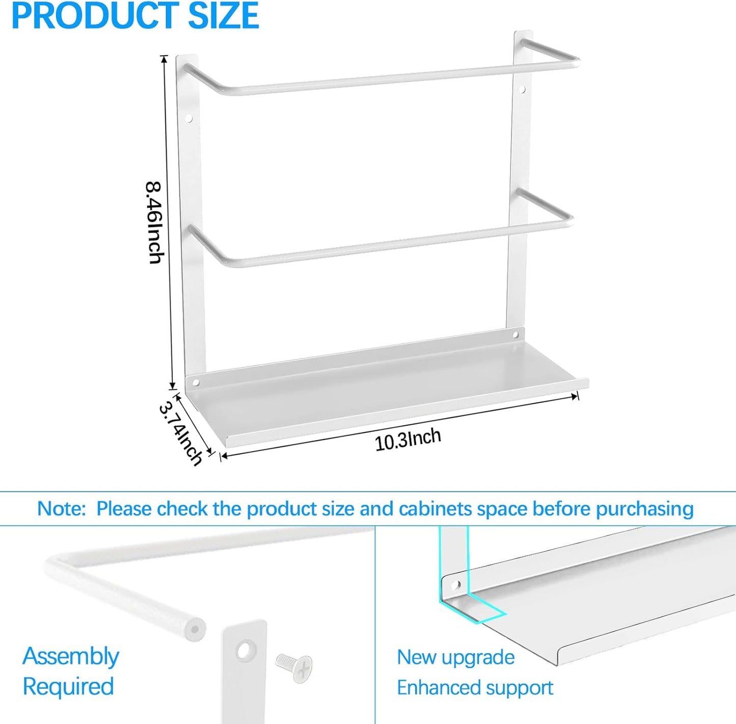 2 Pack Kitchen Wrap Organizer Door Mount, Aluminum Foil Holder Cabinet Door Organizer Cabinet Storage Basket for Kitchen Wrap/Food Bag Storage, White