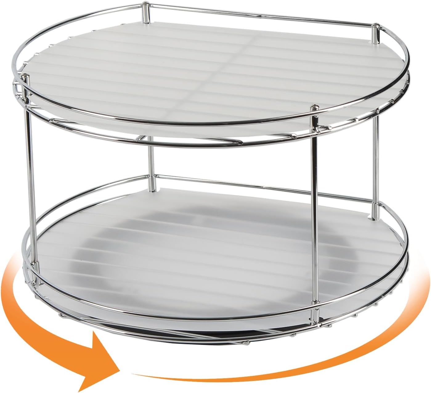 2 Tier Lazy Susan Turntable Cabinet Organizer - Rotating Spice Rack Storage Container