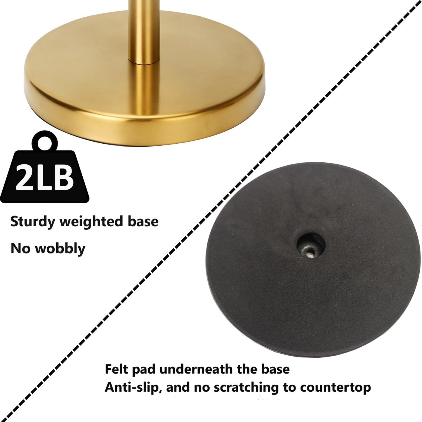 Paper Towel Holder, Stainless Steel Heavy Base (2LBS in Weight, and 6.7inch in Diameter)