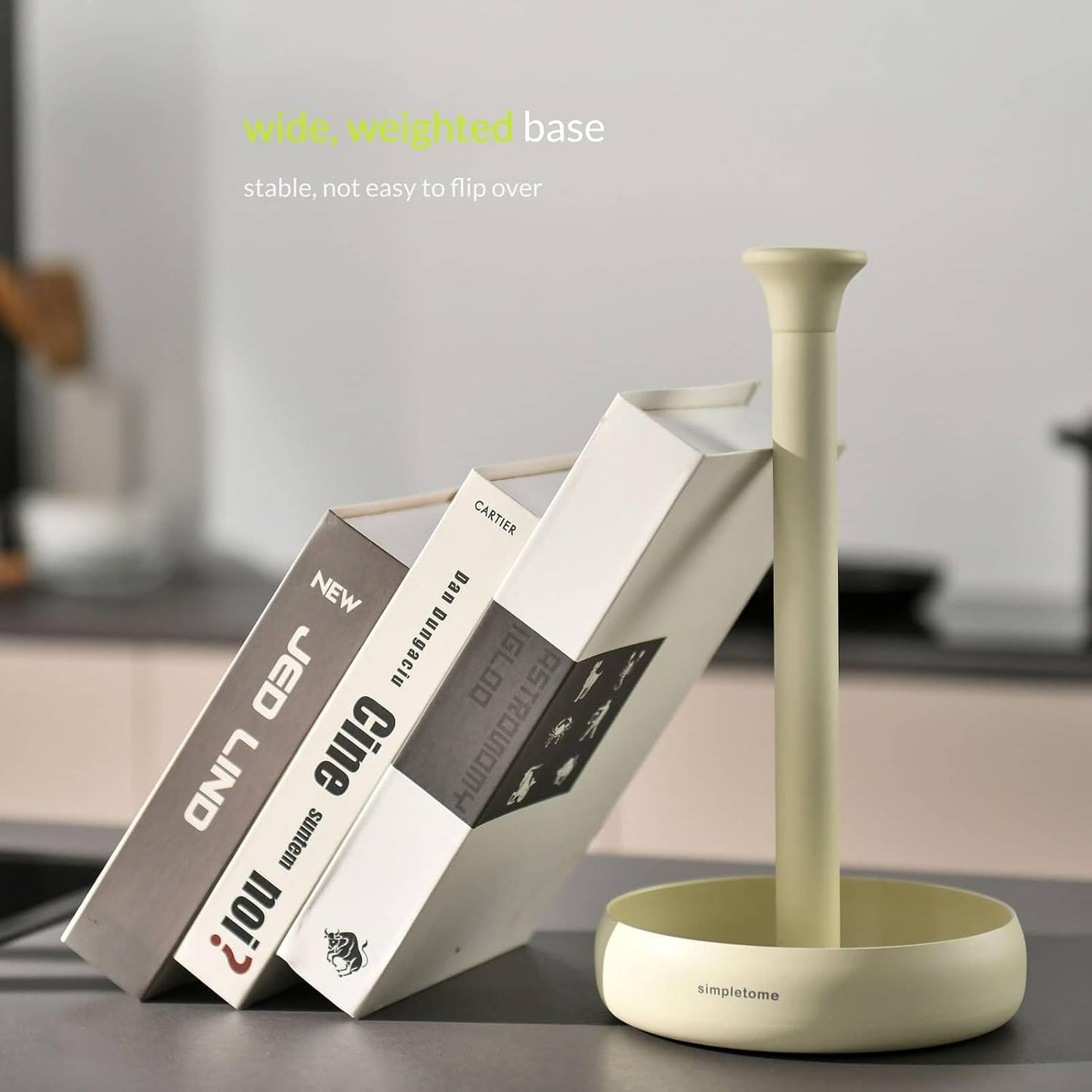Paper Towel Holder Countertop Keep It Rolled Up Weighted Base (Matt Cream)