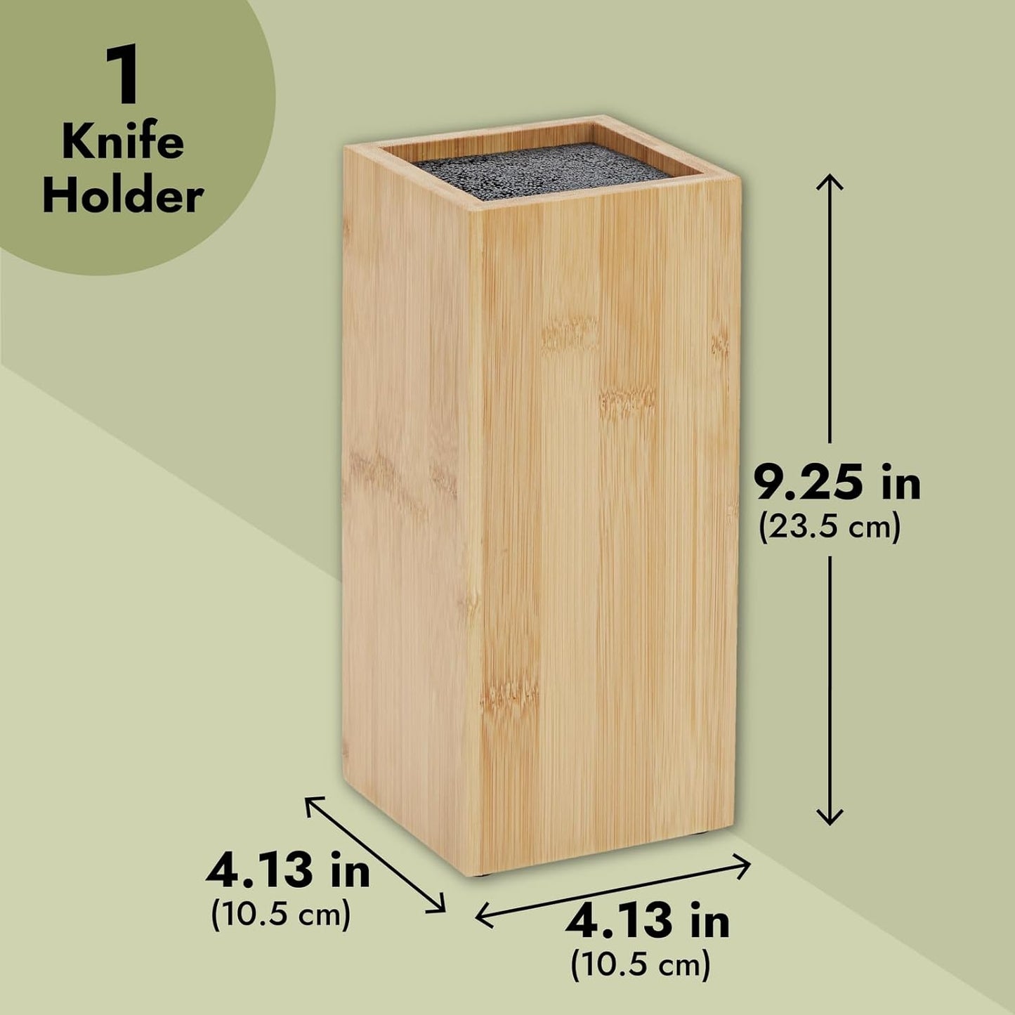Bamboo Universal Knife Block - Adjustable Bristle Knife Holder & Stand