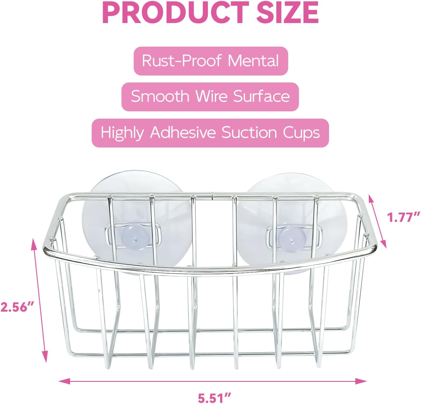 Sponge Holder for Kitchen Sink Caddy with 2 Suction Cups