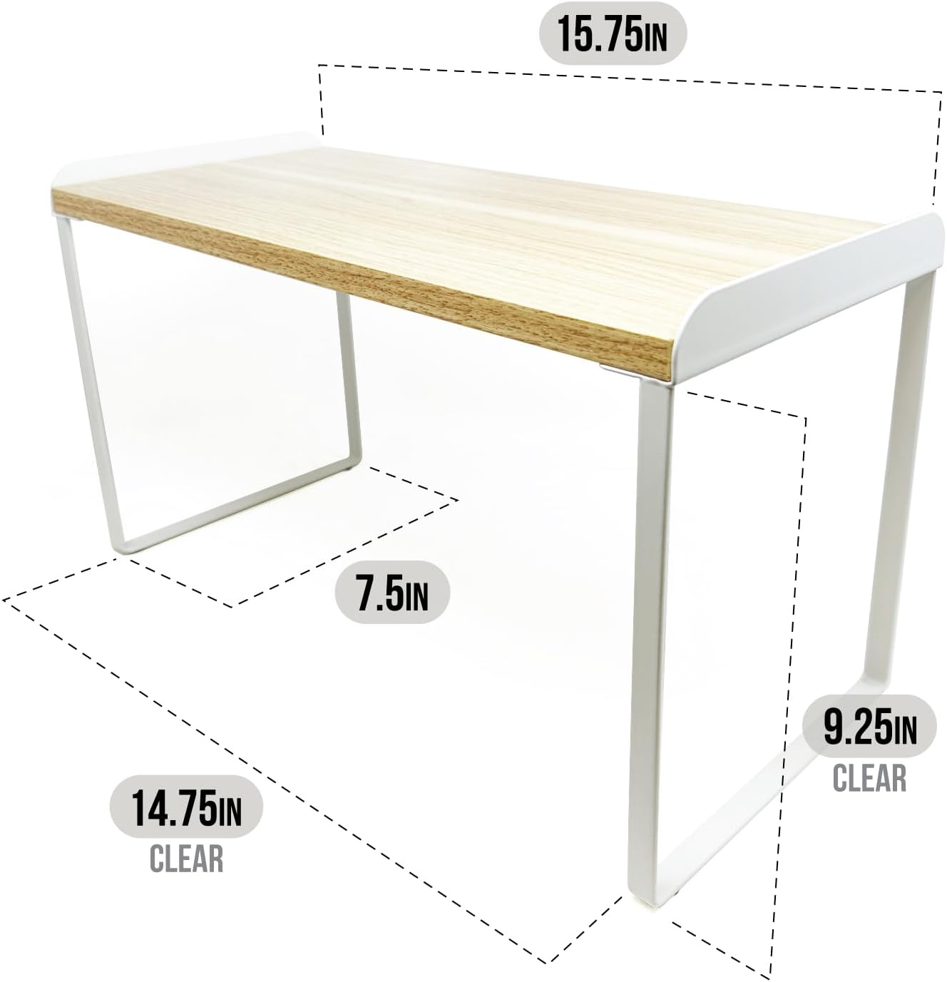 Shelf Organizer and Storage, Tiered Wood Cabinet Rack for The Kitchen Counter, Bathroom Counter