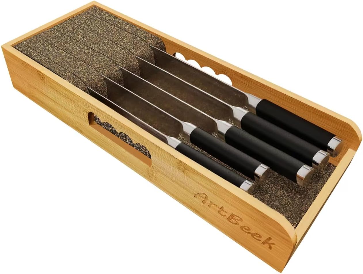 Knife Drawer Organizer Bamboo Insert Dock