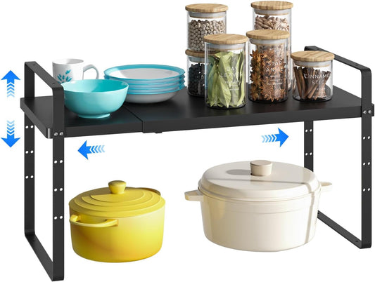 Expandable Cabinet Shelf Organizer, Stackable Kitchen Pantry Counter Storage