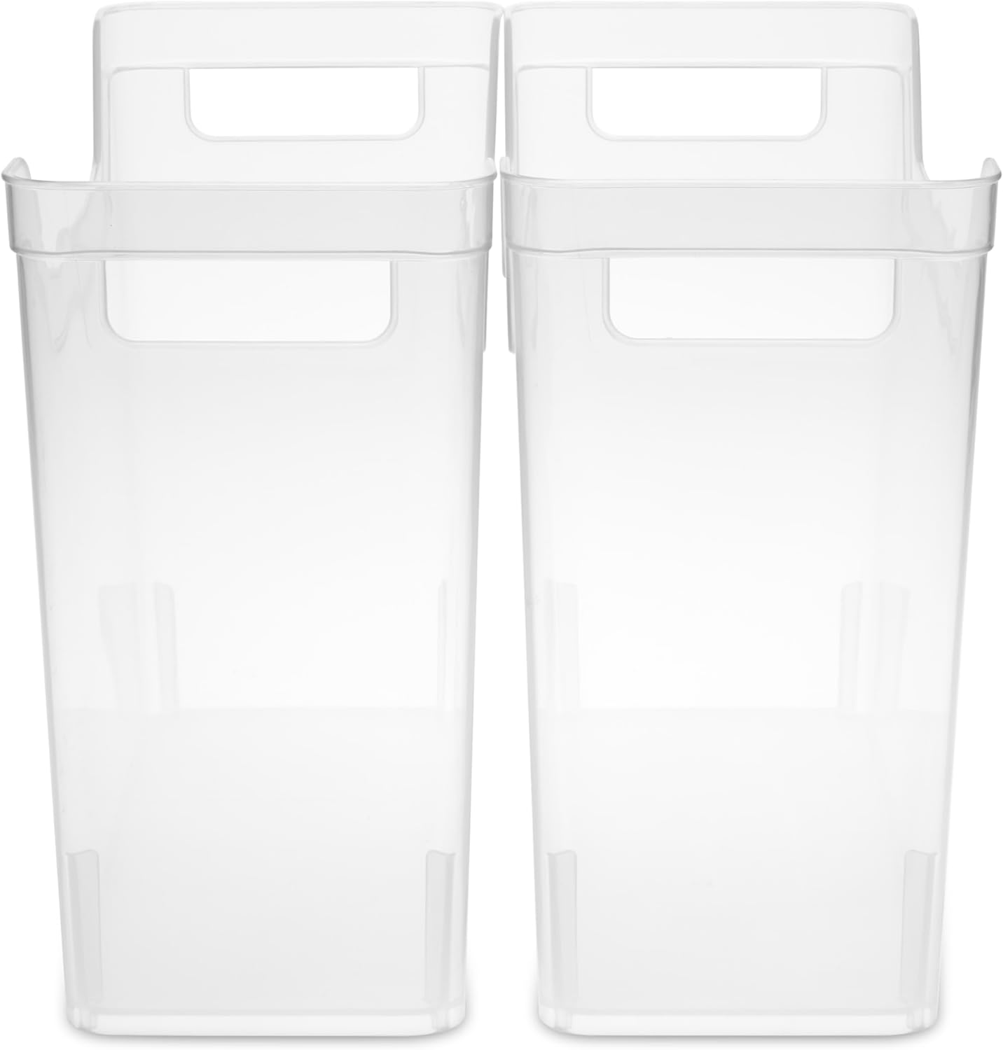 Narrow Shelf Bin with Handles, Plastic Storage Container for Organizing Shelving, Closet, Pantry