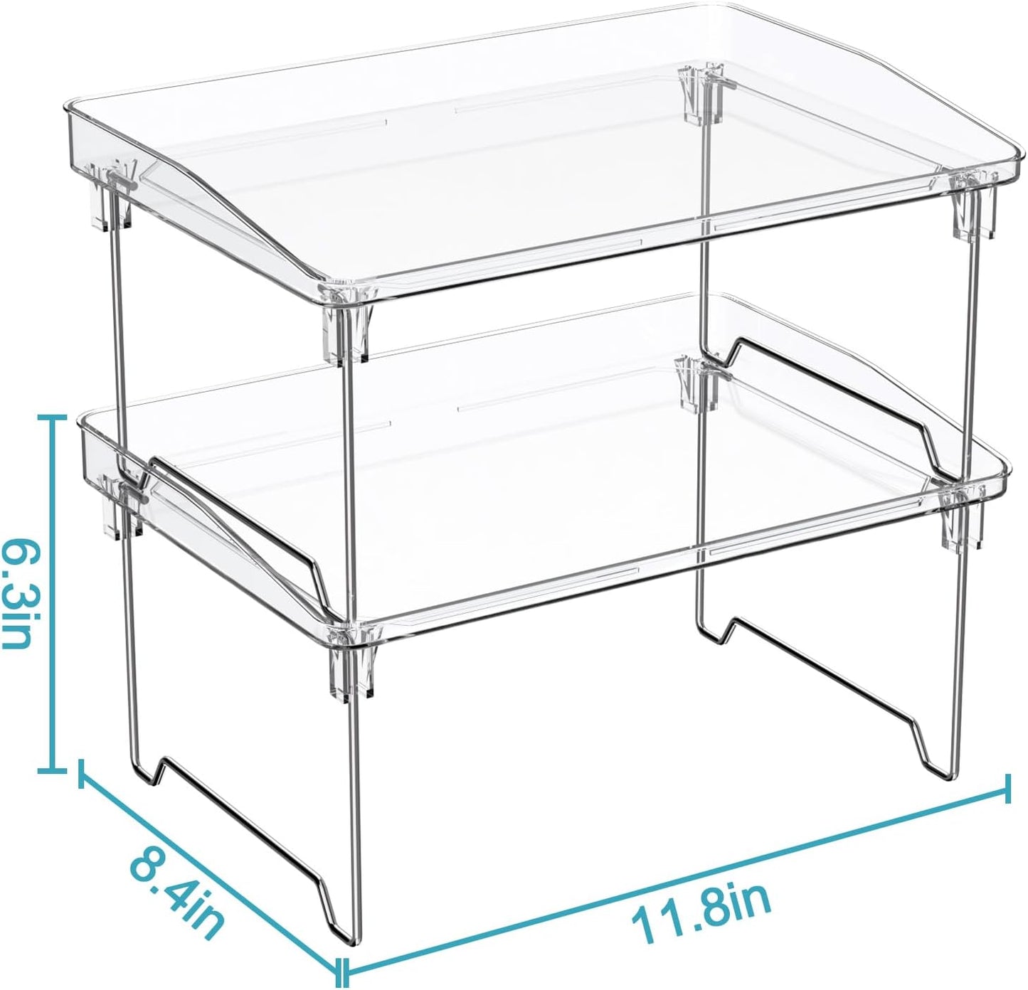 2 Pcs Cabinet Organizer Shelf, Stackable Kitchen Counter Shelves, Spice Rack,Countertop Organizers