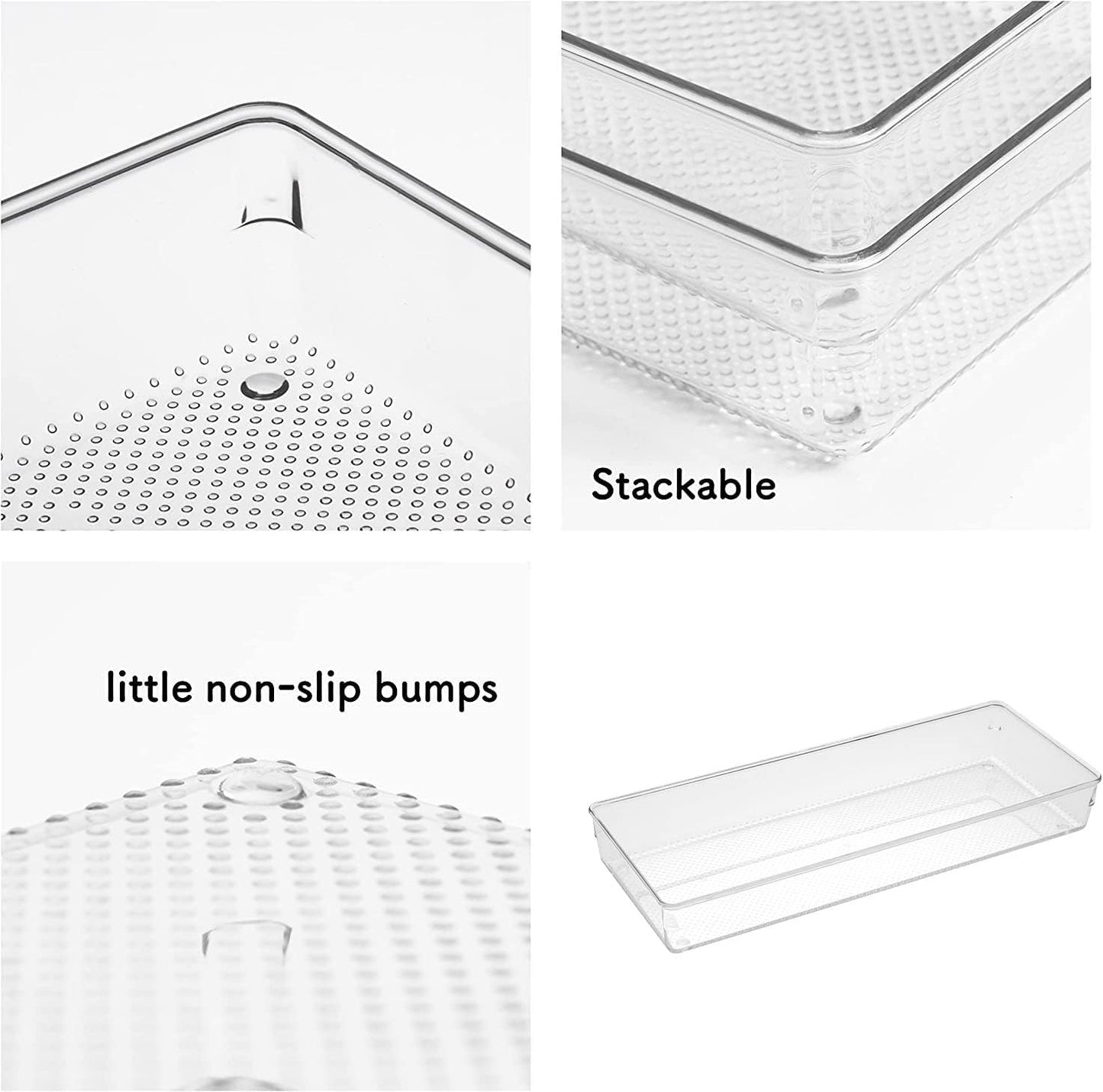 3 Pack Large Clear Plastic Drawer Organizer Tray Cutlery Utensil Makeups Drawer Organizers 15" X 6"